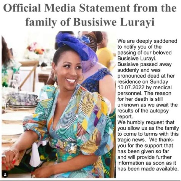 
Busisiwe Lurayi Obituary, What was Busisiwe Lurayi Cause of Death? 